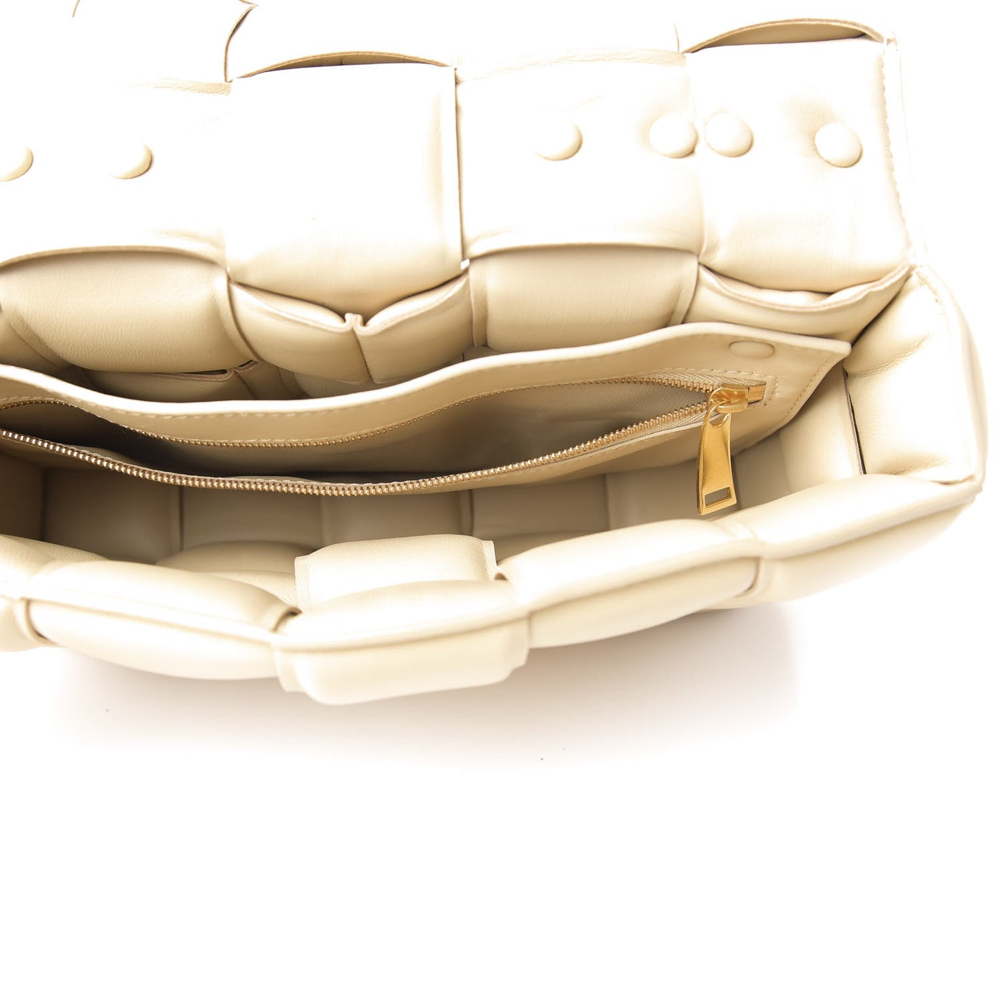 Lambskin Maxi Intreccio Padded Chain Cassette Crossbody Bag Porridge