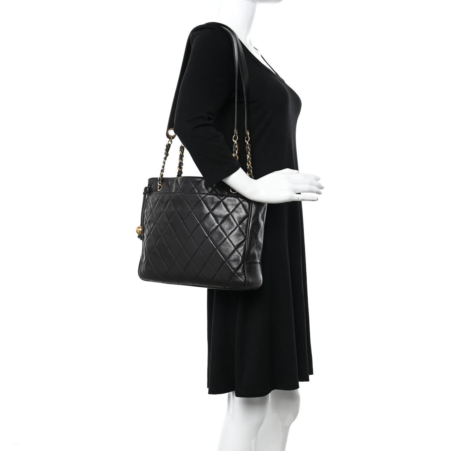 Chanel Lambskin Quilted Shopping Tote Black 2 of 11