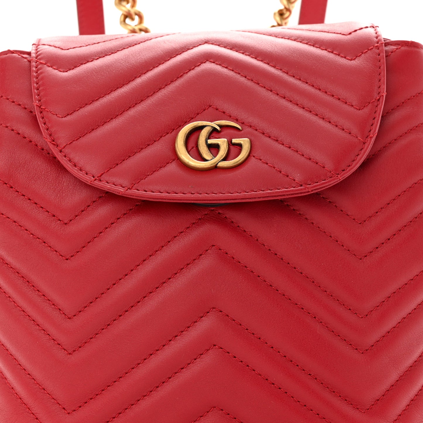 Calfskin Matelasse GG Marmont Flap Backpack Hibiscus Red