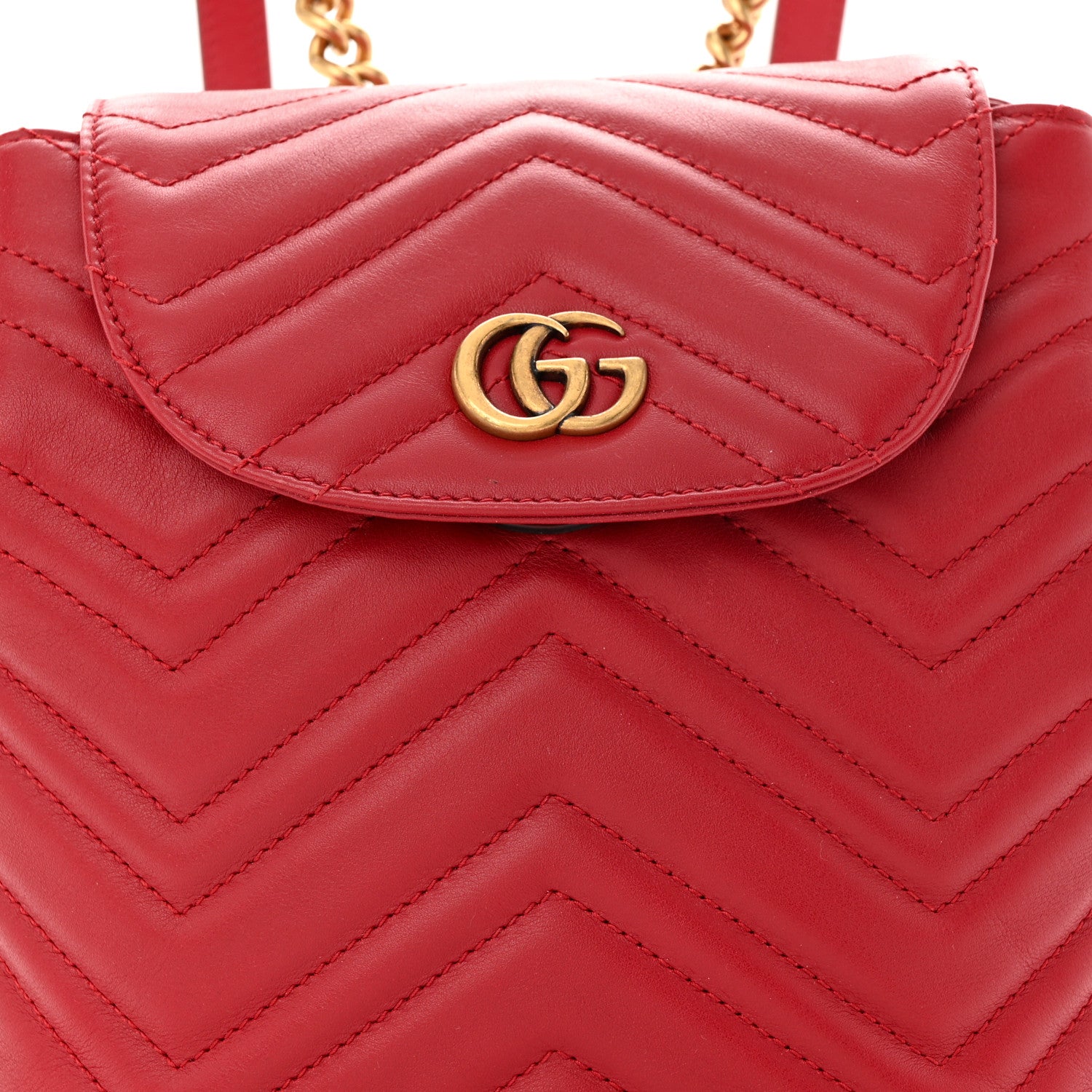 Gucci Calfskin Matelasse GG Marmont Flap Backpack Hibiscus Red 8 of 10