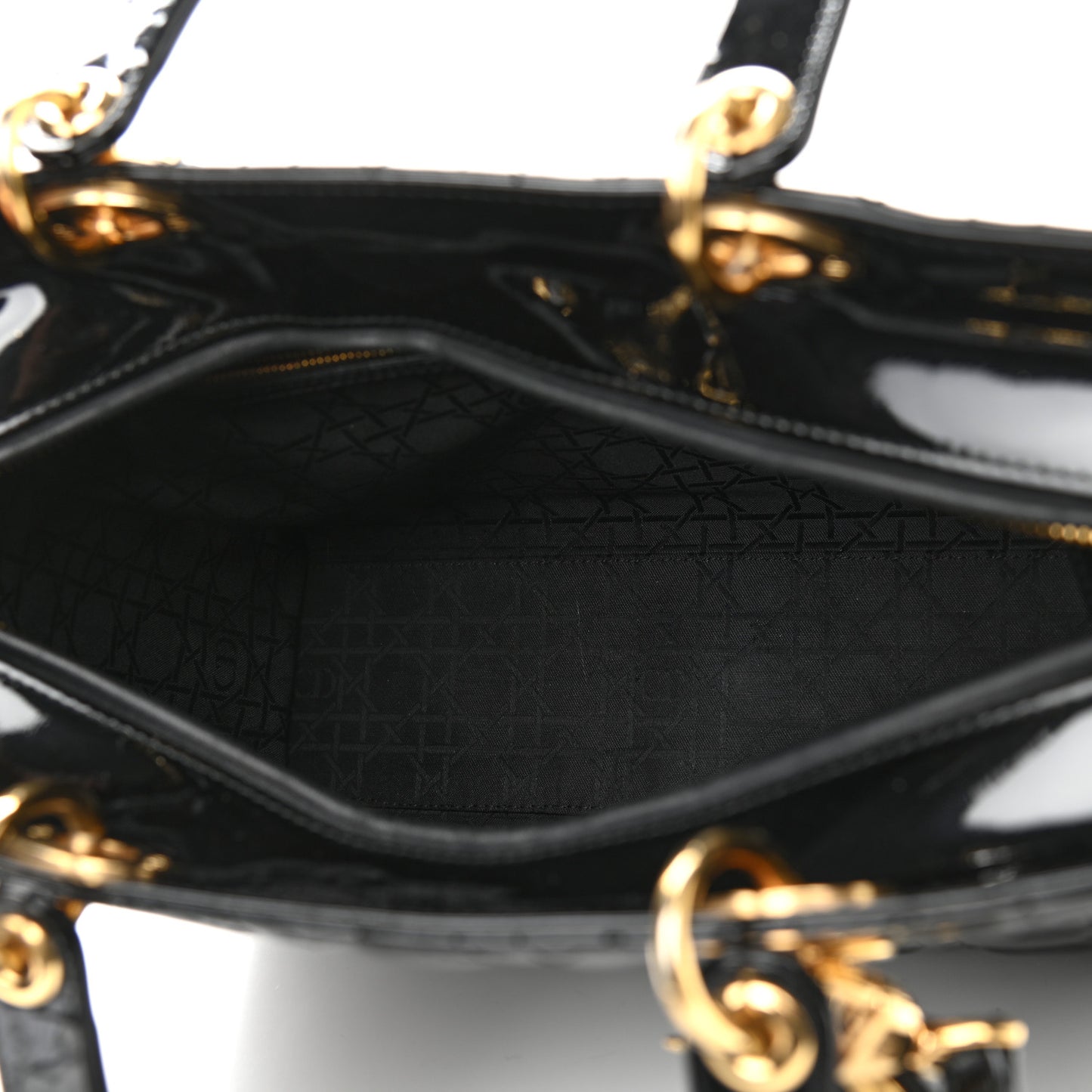 Patent Cannage Large Lady Dior Black
