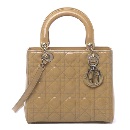 Christian Dior Patent Cannage Medium Lady Dior Beige 1 of 16