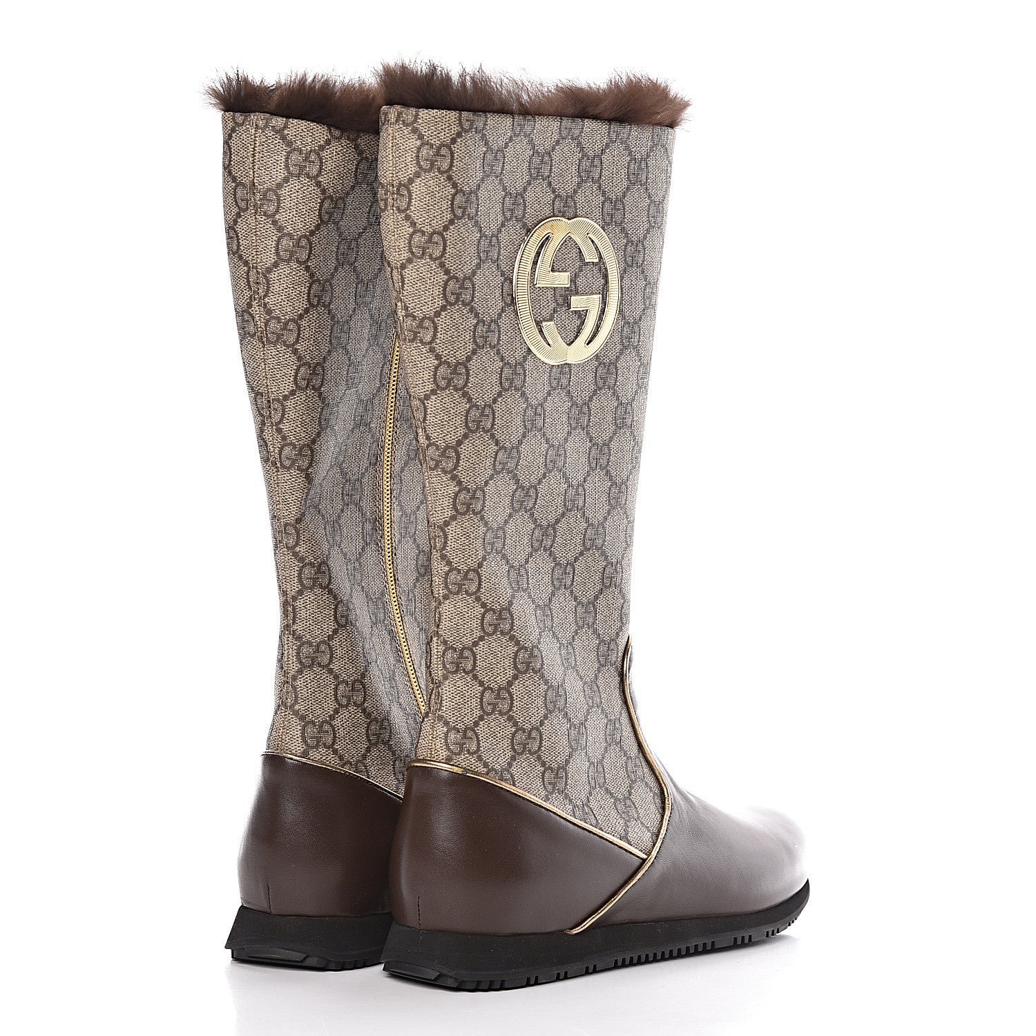 Gucci GG Plus Monogram Knee High Boots 38 Beige Ebene 4 of 10