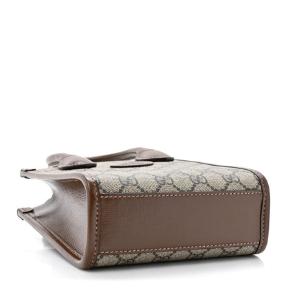 Gucci GG Supreme Monogram Azalea Calfskin Mini Retro Interlocking G Tote Bag Beige Ebony Brown Sugar 4 of 10