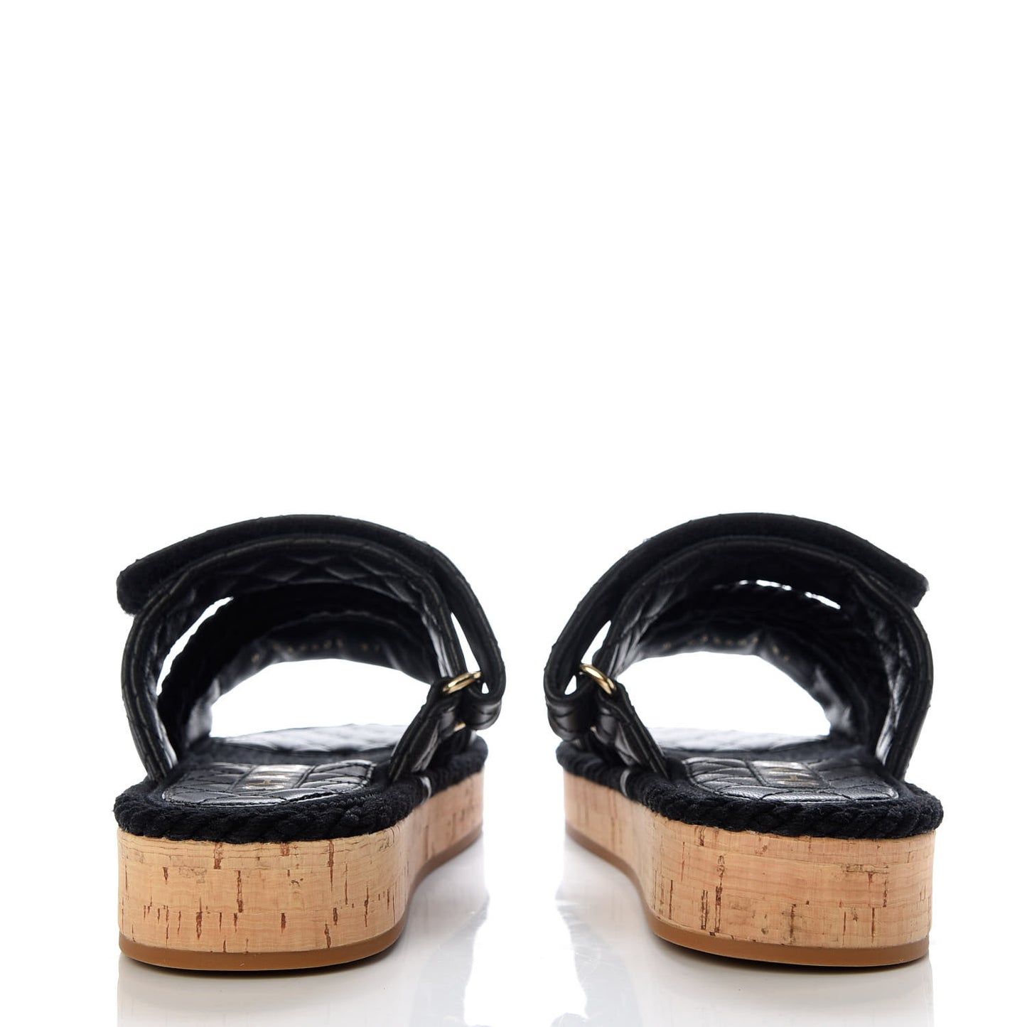 Cord Lambskin Quilted Logo Mules 37 Black