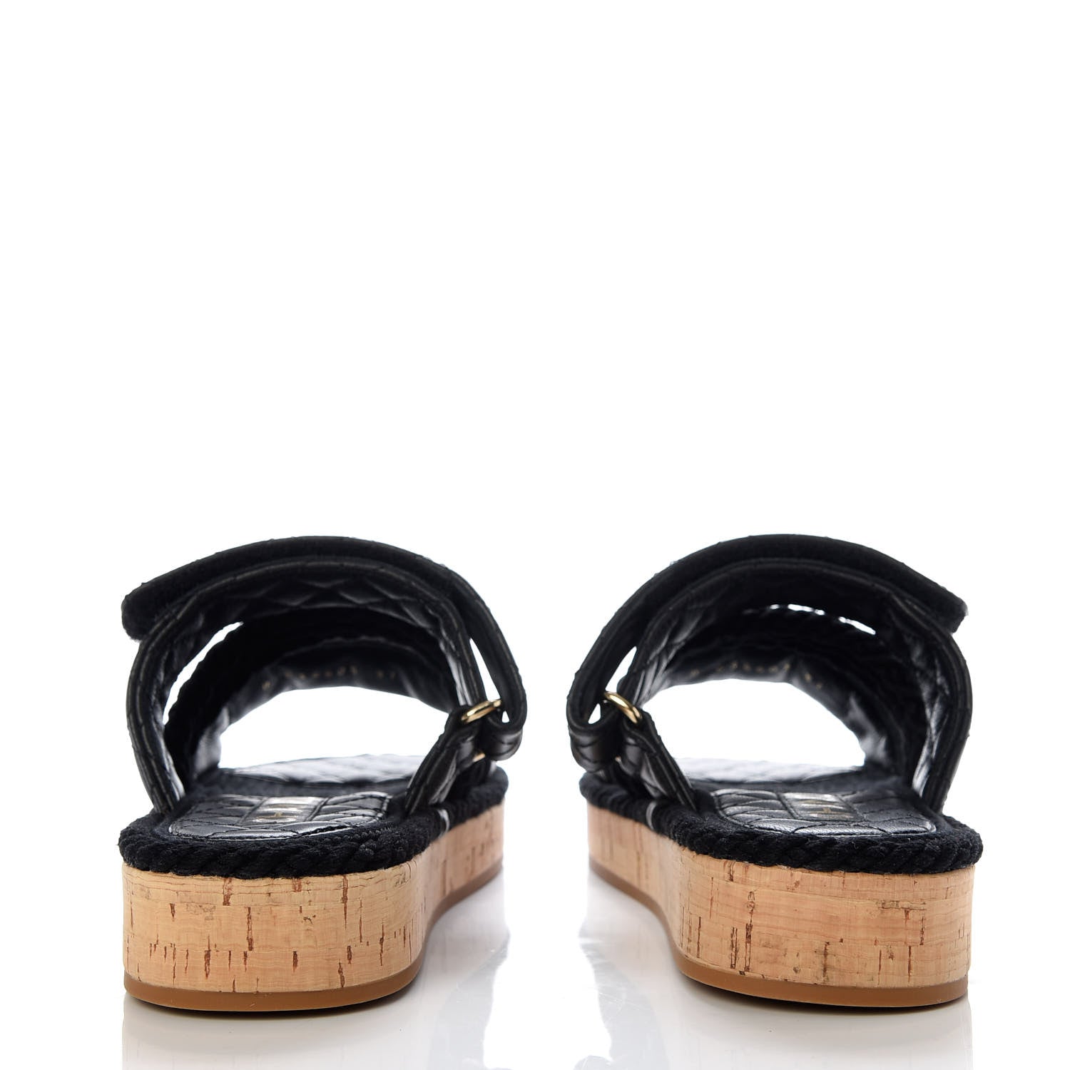 Chanel Cord Lambskin Quilted Logo Mules 37 Black 6 of 10