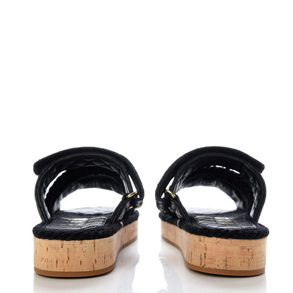 Chanel Cord Lambskin Quilted Logo Mules 37 Black 6 of 10