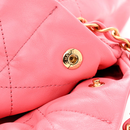 Chanel Shiny Calfskin Quilted Chanel 22 Drawstring Bag Coral Pink 12 of 12