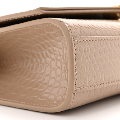 Saint Laurent Calfskin Crocodile Embossed Medium Classic Monogram Kate Tassel Satchel Dark Beige 9 of 12