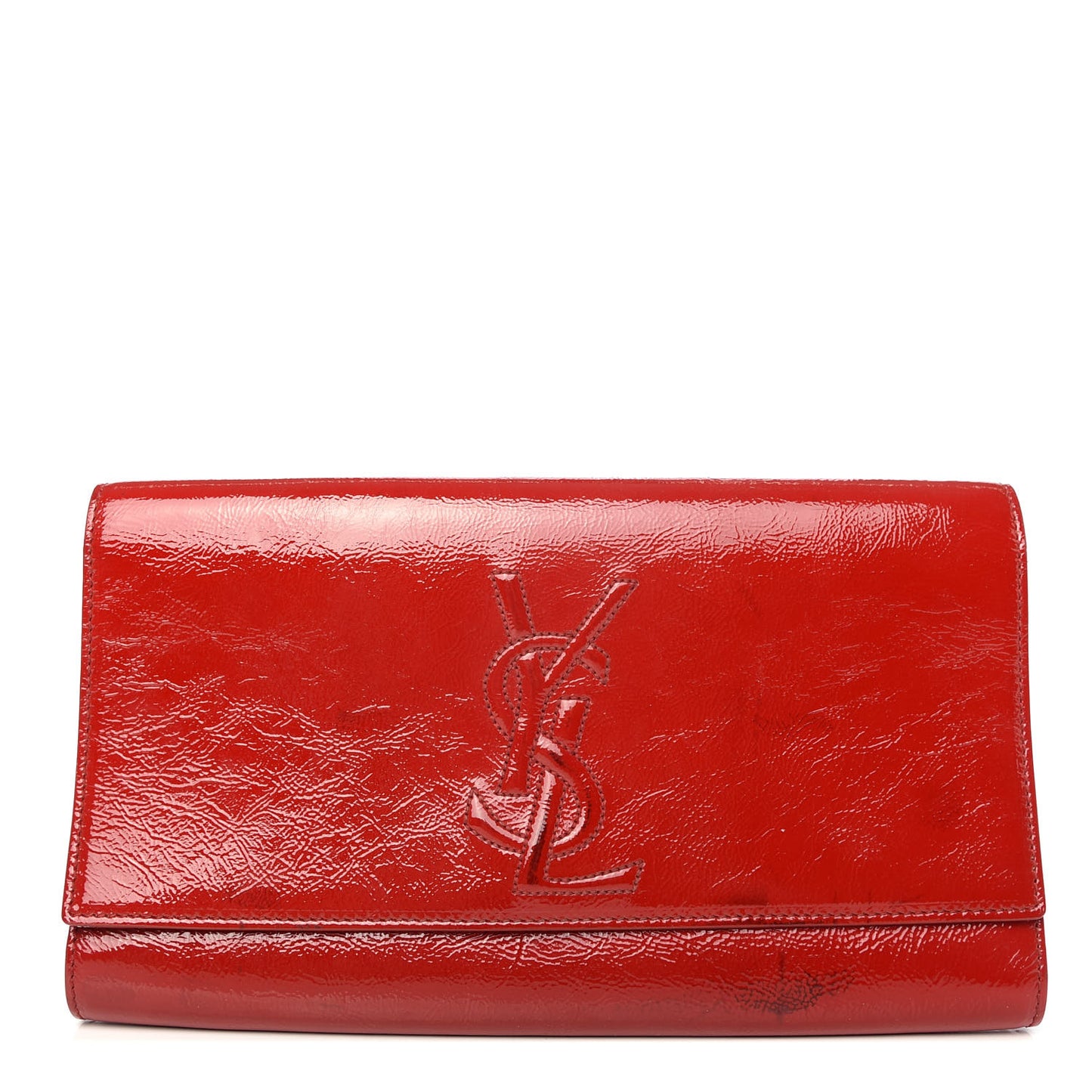 Textured Patent Monogram Large Belle De Jour Clutch Red