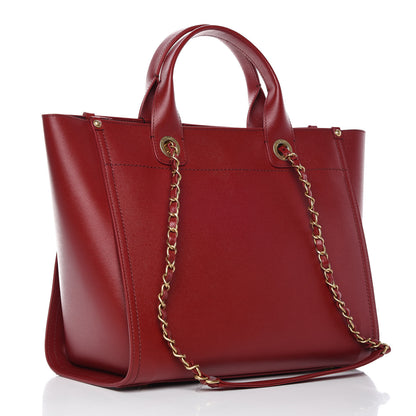 Chanel Caviar Small Studded Deauville Tote Red 3 of 9