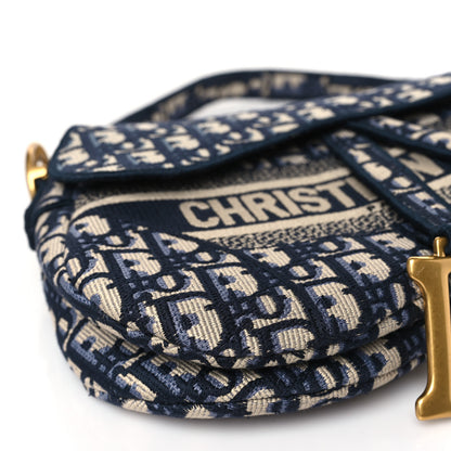 Christian Dior Oblique Embroidered Saddle Bag Blue 8 of 9