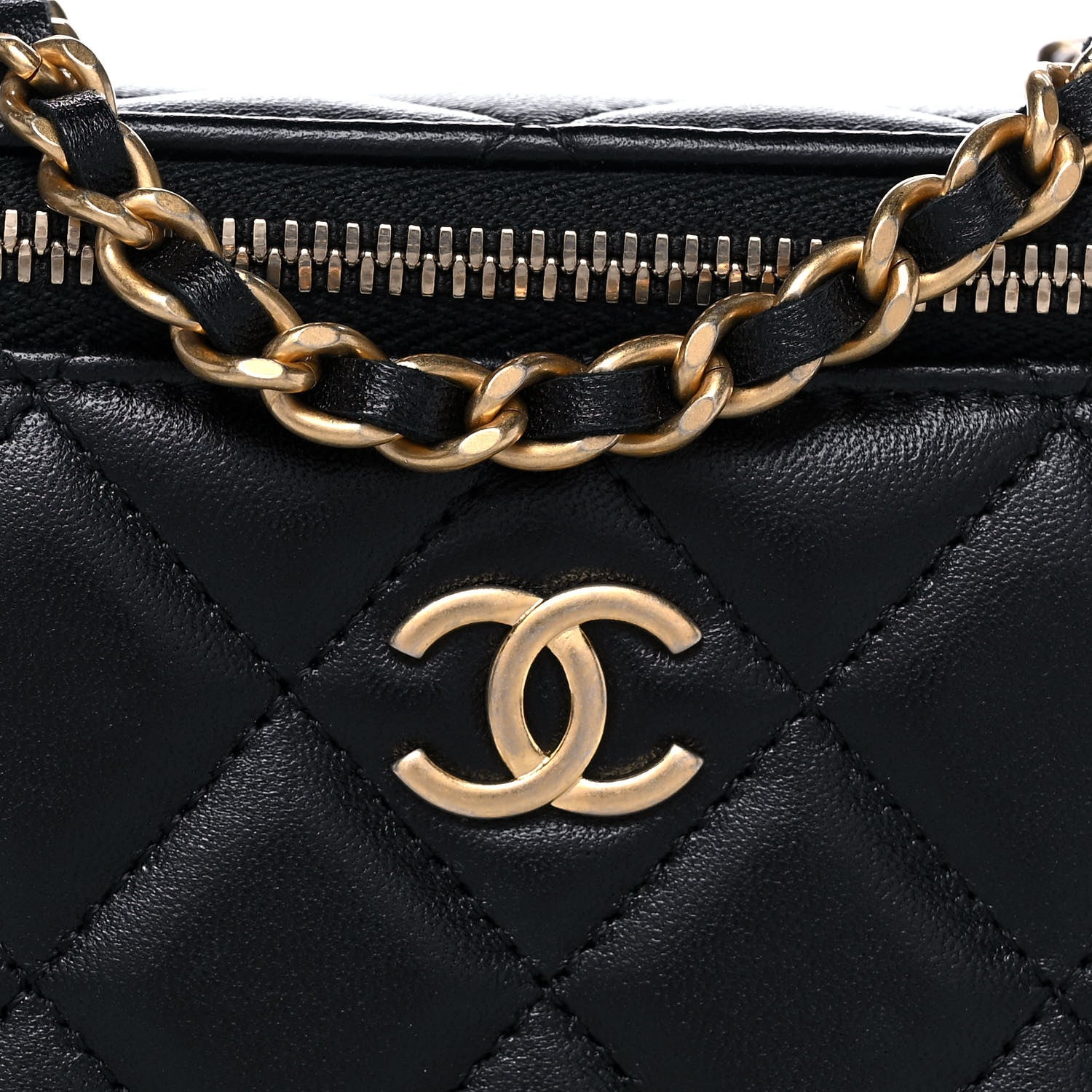 Chanel Lambskin Quilted Small Top Handle Vanity Case With Chain Black 8 of 14