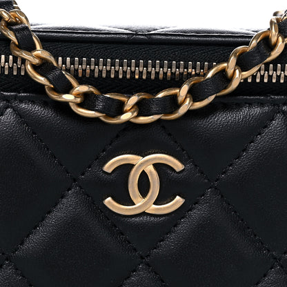 Chanel Lambskin Quilted Small Top Handle Vanity Case With Chain Black 8 of 14