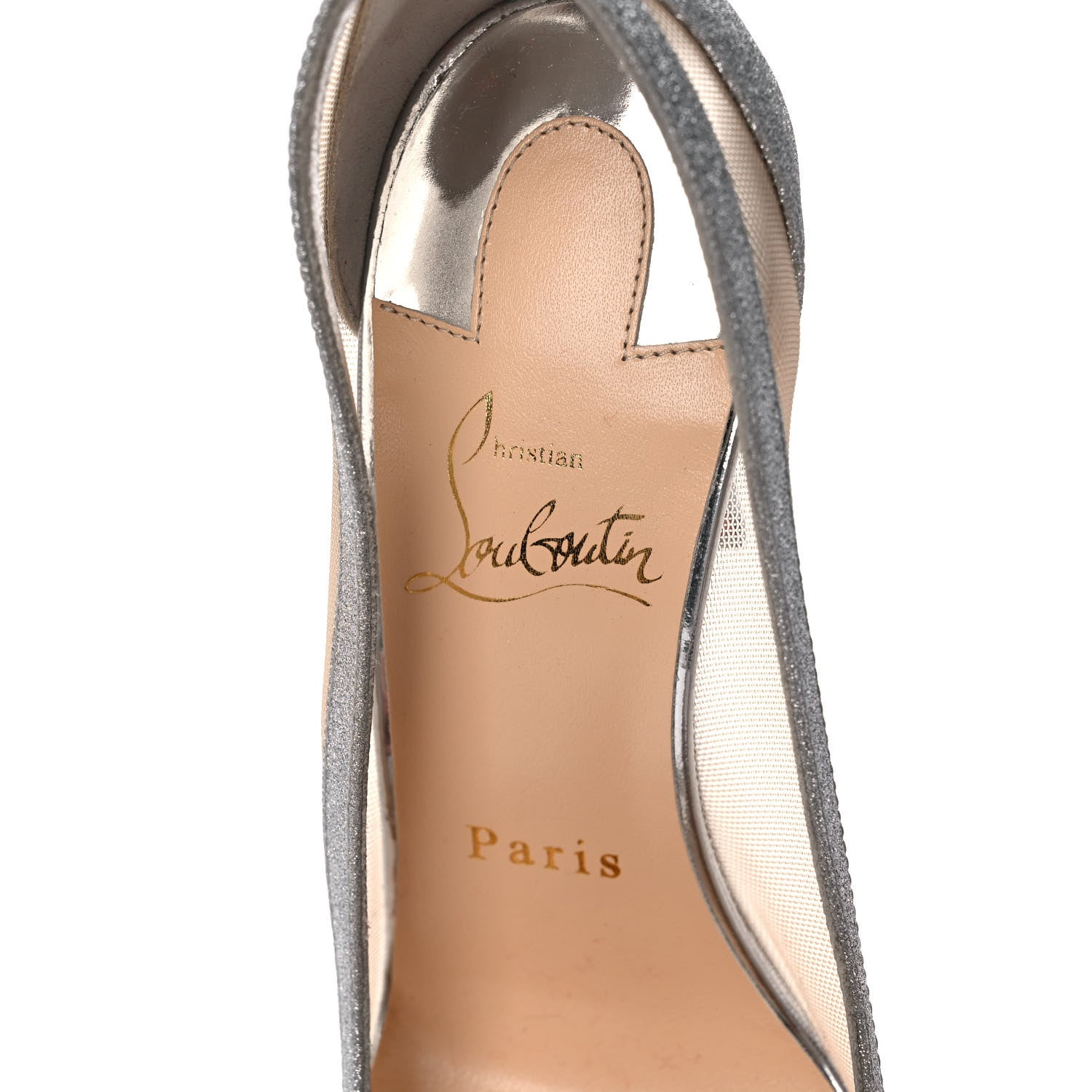 Christian Louboutin Glitter Mini Rete Galativi 100 Pumps 36.5 Silver 7 of 10