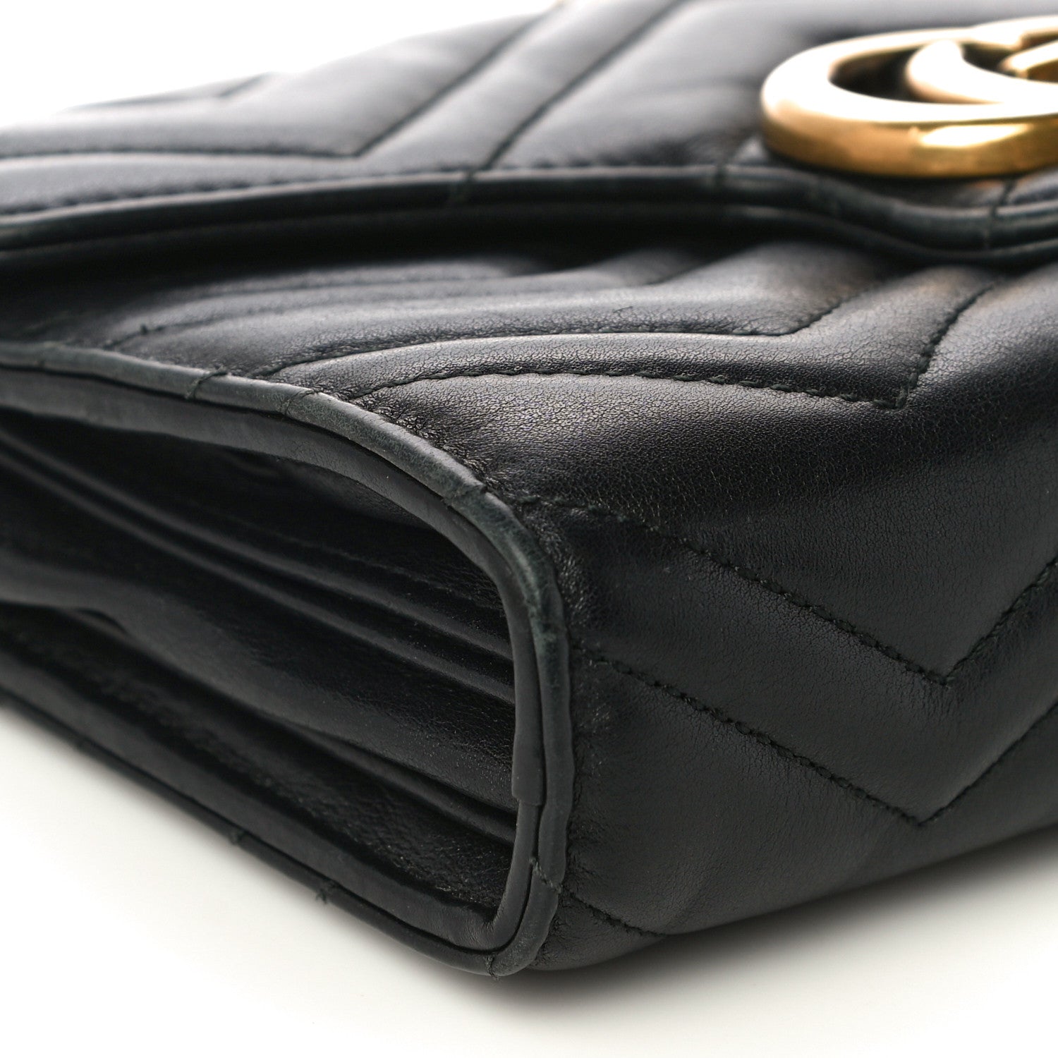 Gucci Calfskin Matelasse GG Marmont Chain Wallet Black 9 of 15