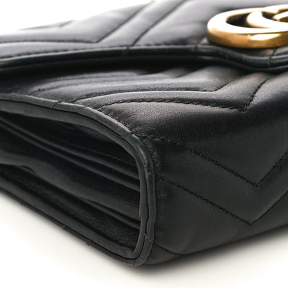 Gucci Calfskin Matelasse GG Marmont Chain Wallet Black 9 of 15
