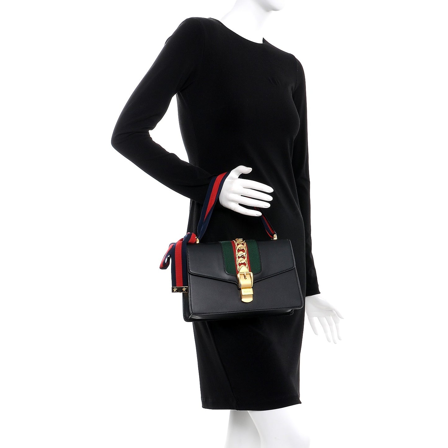 Calfskin Small Sylvie Shoulder Bag Black
