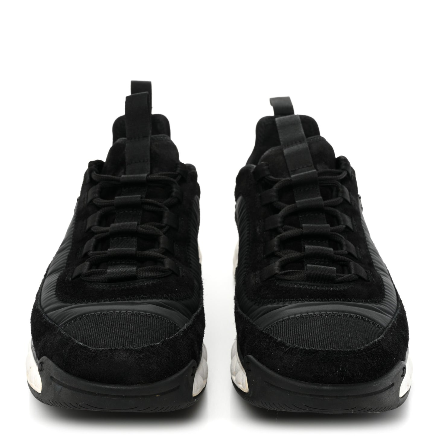 Velvet Calfskin Mixed Fibers CC Sneakers 40 Black