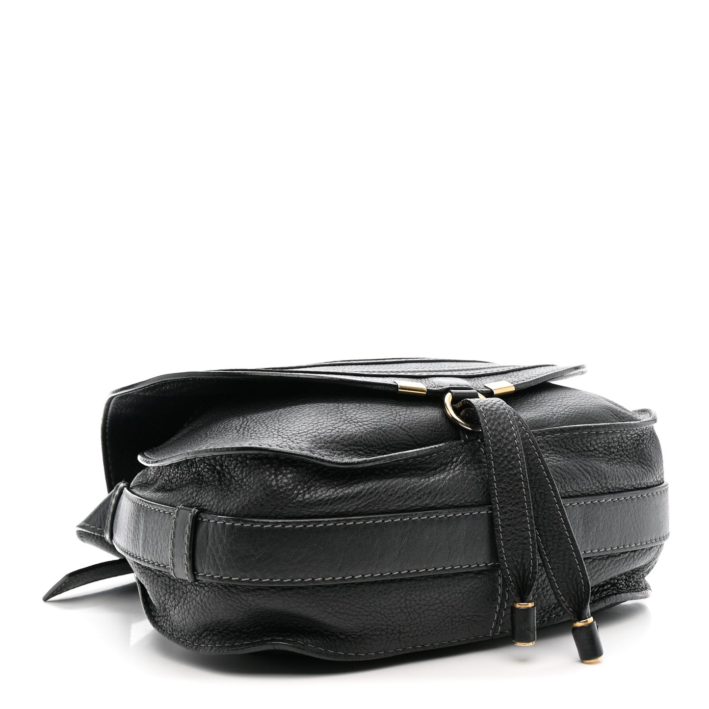 Calfskin Medium Marcie Round Crossbody Bag Black