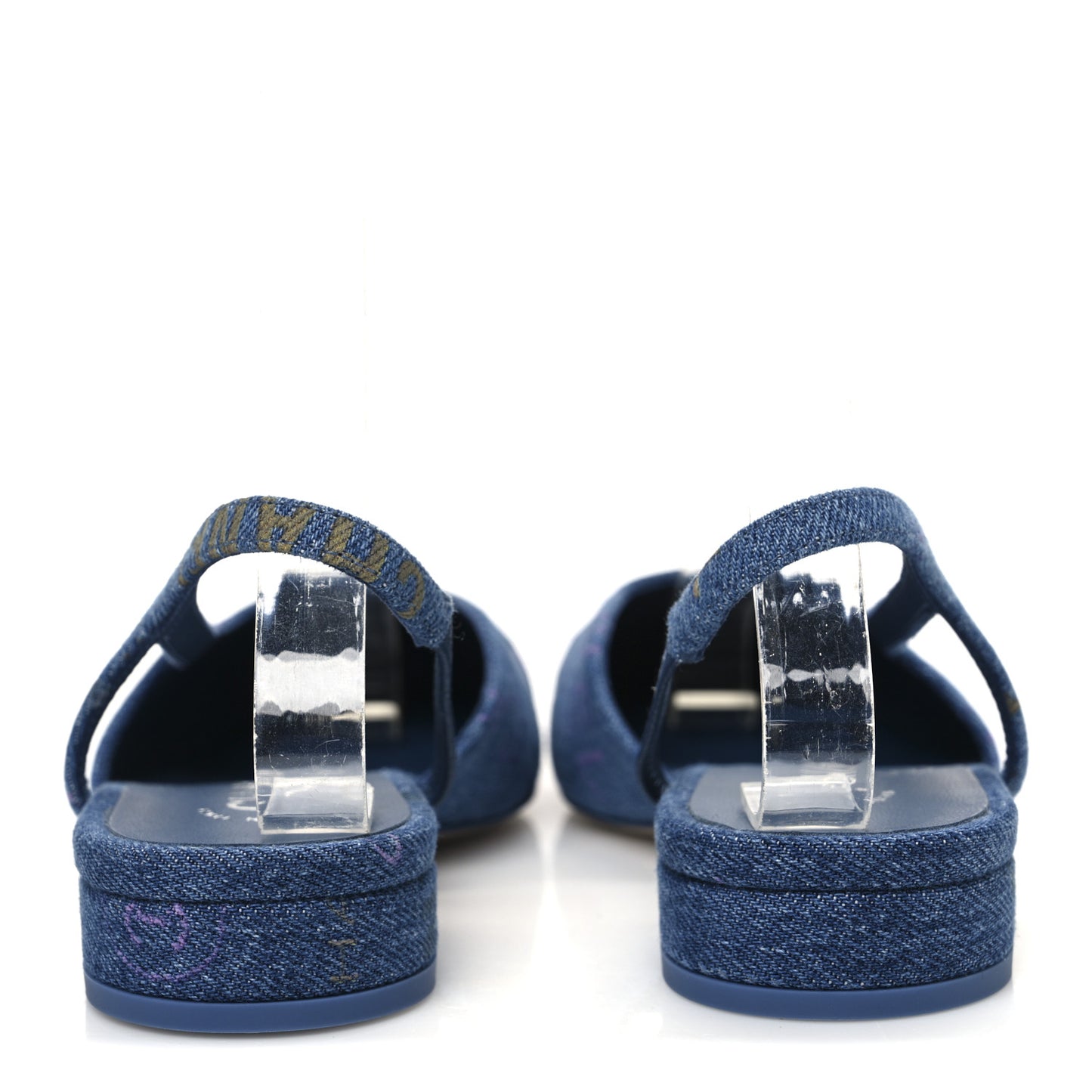 Denim Printed Mood Cap Toe CC Slingback Pumps 35.5 Light Blue Multicolor