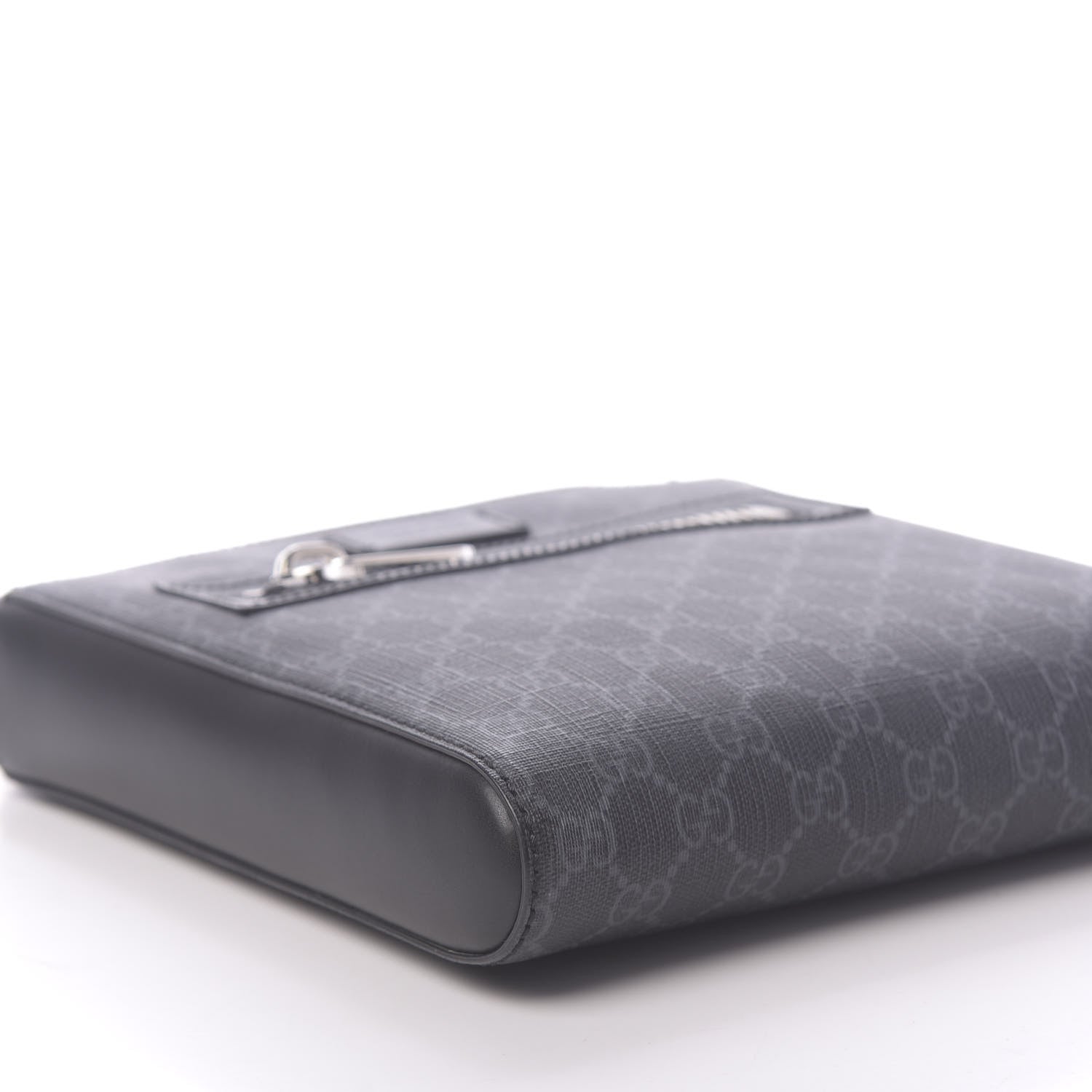 Gucci GG Supreme Monogram Web Small Flat Messenger Bag Black Grey 8 of 10