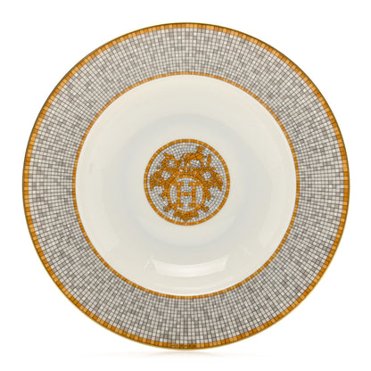 Hermes Porcelain Mosaique Au 24 Soup Bowl Gold 1 of 6
