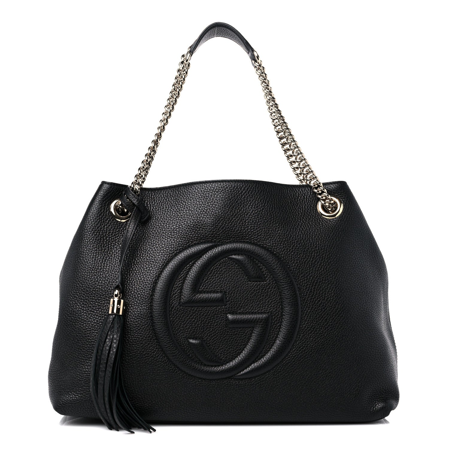 Gucci Pebbled Calfskin Medium Soho Chain Shoulder Bag Black 1 of 9