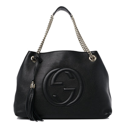 Gucci Pebbled Calfskin Medium Soho Chain Shoulder Bag Black 1 of 9