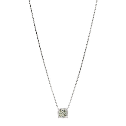 David Yurman Sterling Silver Diamond Prasiolite 7mm Chatelaine Pendant Necklace 1 of 7