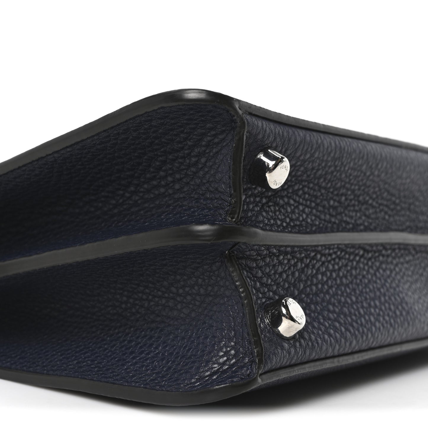 Cuoio Romano Vitello Cover Glazed Fabric Bi-Color FF 1974 Mini Peekaboo I SEE U Satchel Blue Dark Brown Tobacco Moro