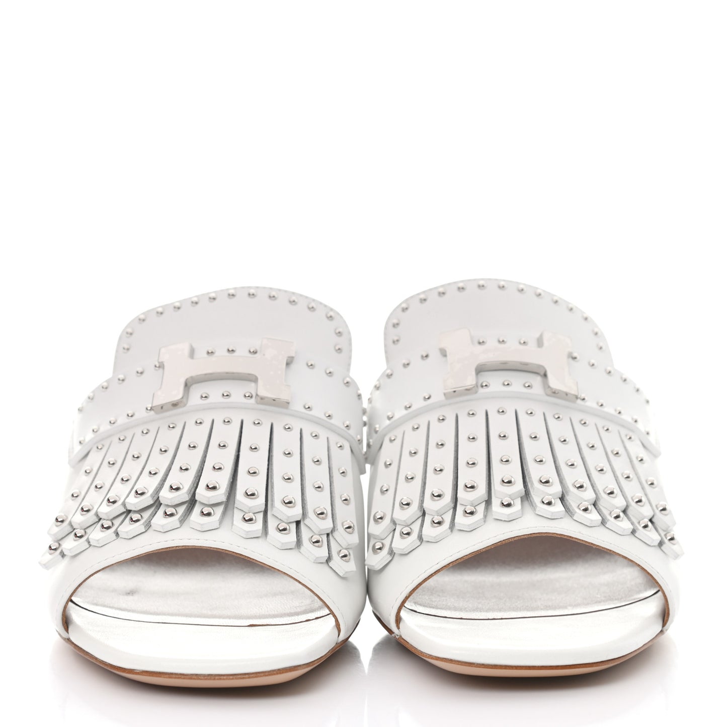 Calfskin Studded Alma Sandals 38 White