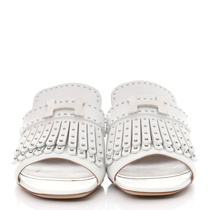 Hermes Calfskin Studded Alma Sandals 38 White 2 of 9