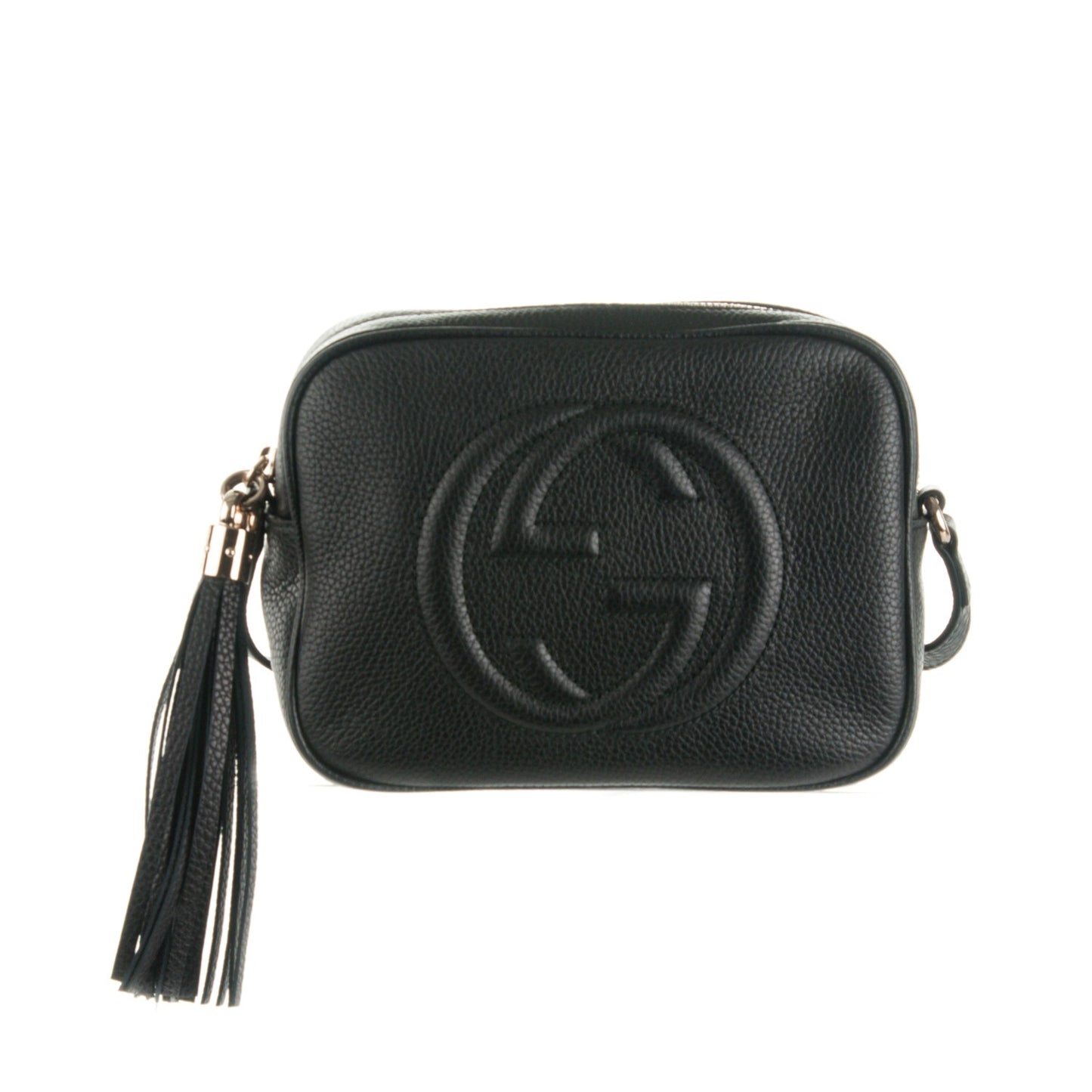 Pebbled Calfskin Small Soho Disco Bag Black