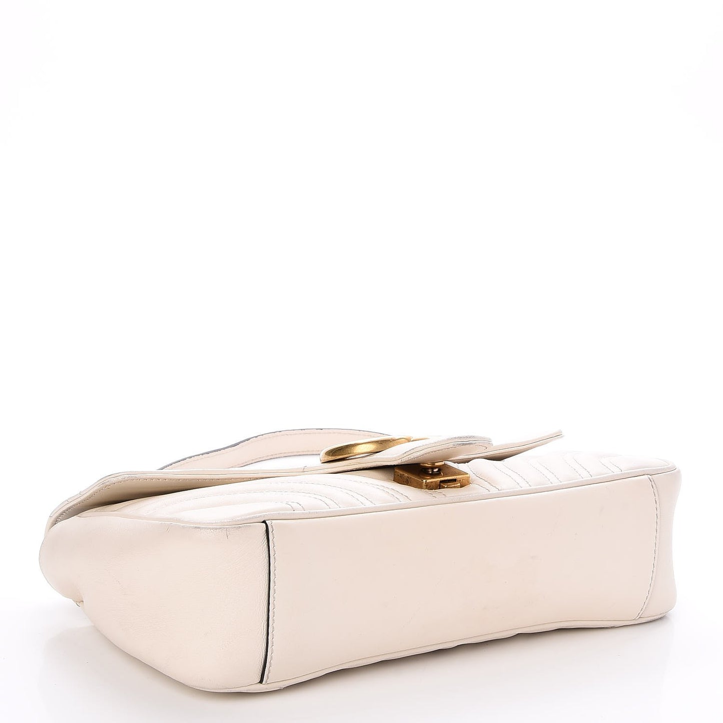 Calfskin Matelasse Small GG Marmont Shoulder Bag White