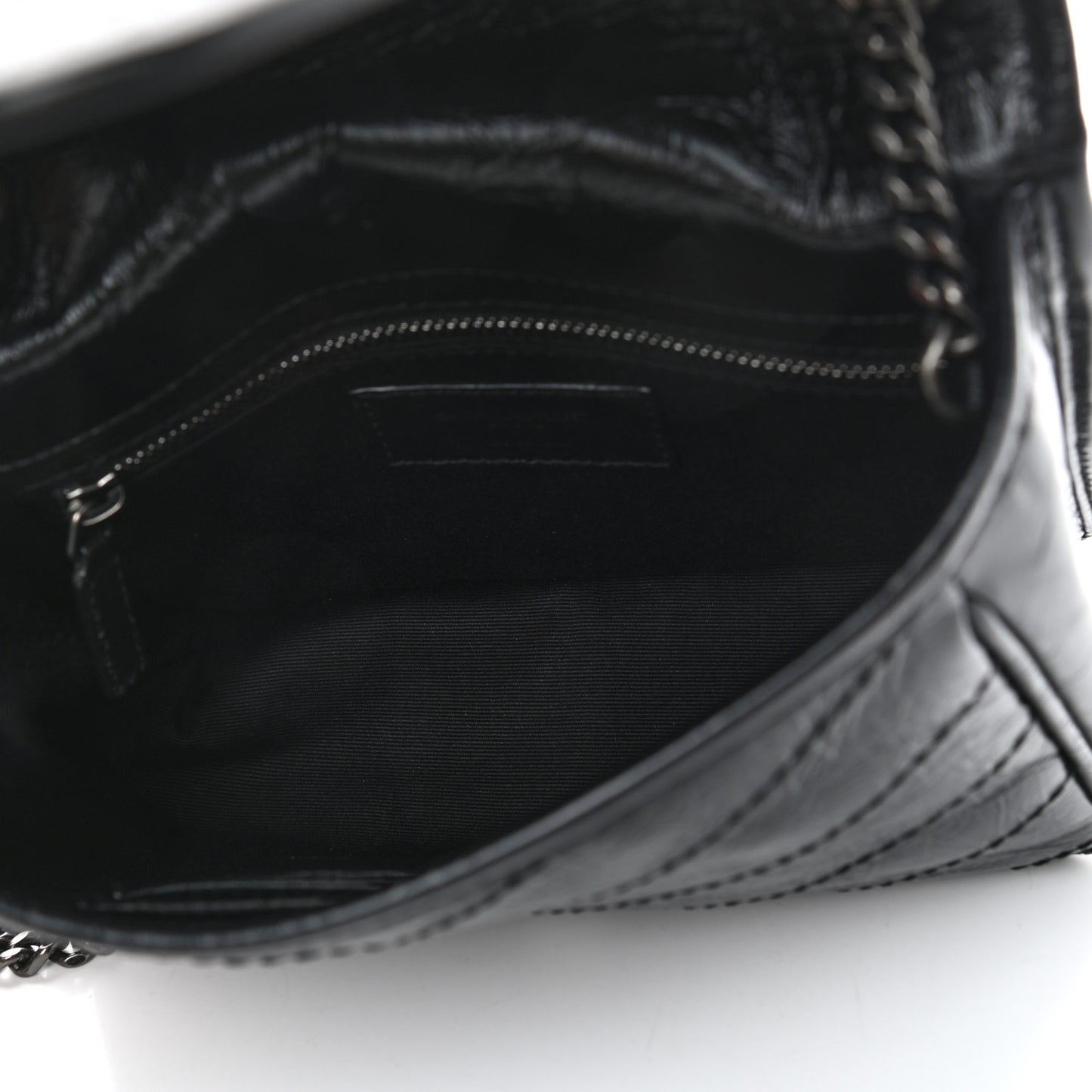 Crinkled Calfskin Matelasse Monogram Niki Chain Wallet Black