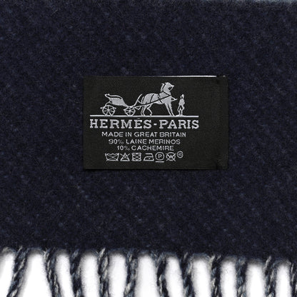 Hermes Cashmere Wool Brides De Gala Plaid Blanket Glacier 3 of 3