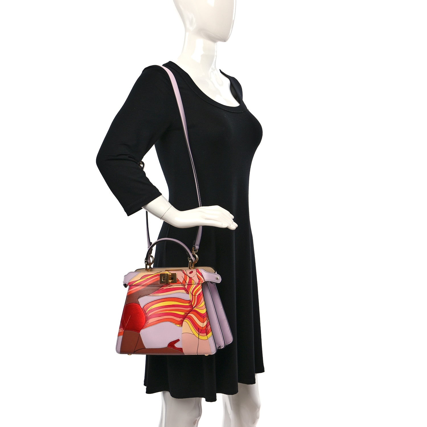 Fendi Vitello Seta Shiny Nappa Dancing Girls Inlay Small Peekaboo I SEE U Satchel Anemone Multicolor 3 of 17