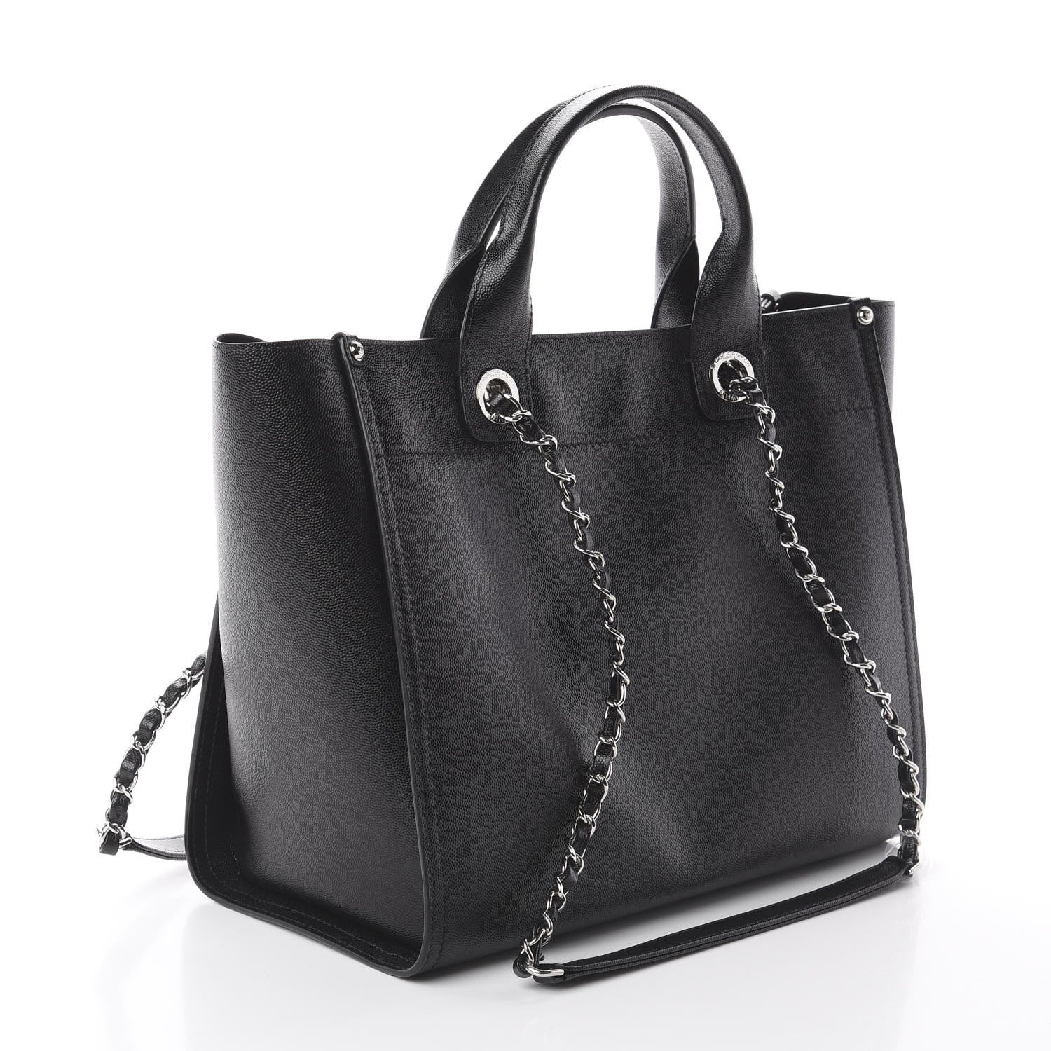 Chanel Caviar Small Studded Deauville Tote Black 2 of 8