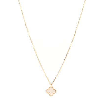 Van Cleef & Arpels 18K Yellow Gold Mother of Pearl Sweet Alhambra Pendant Necklace 1 of 5