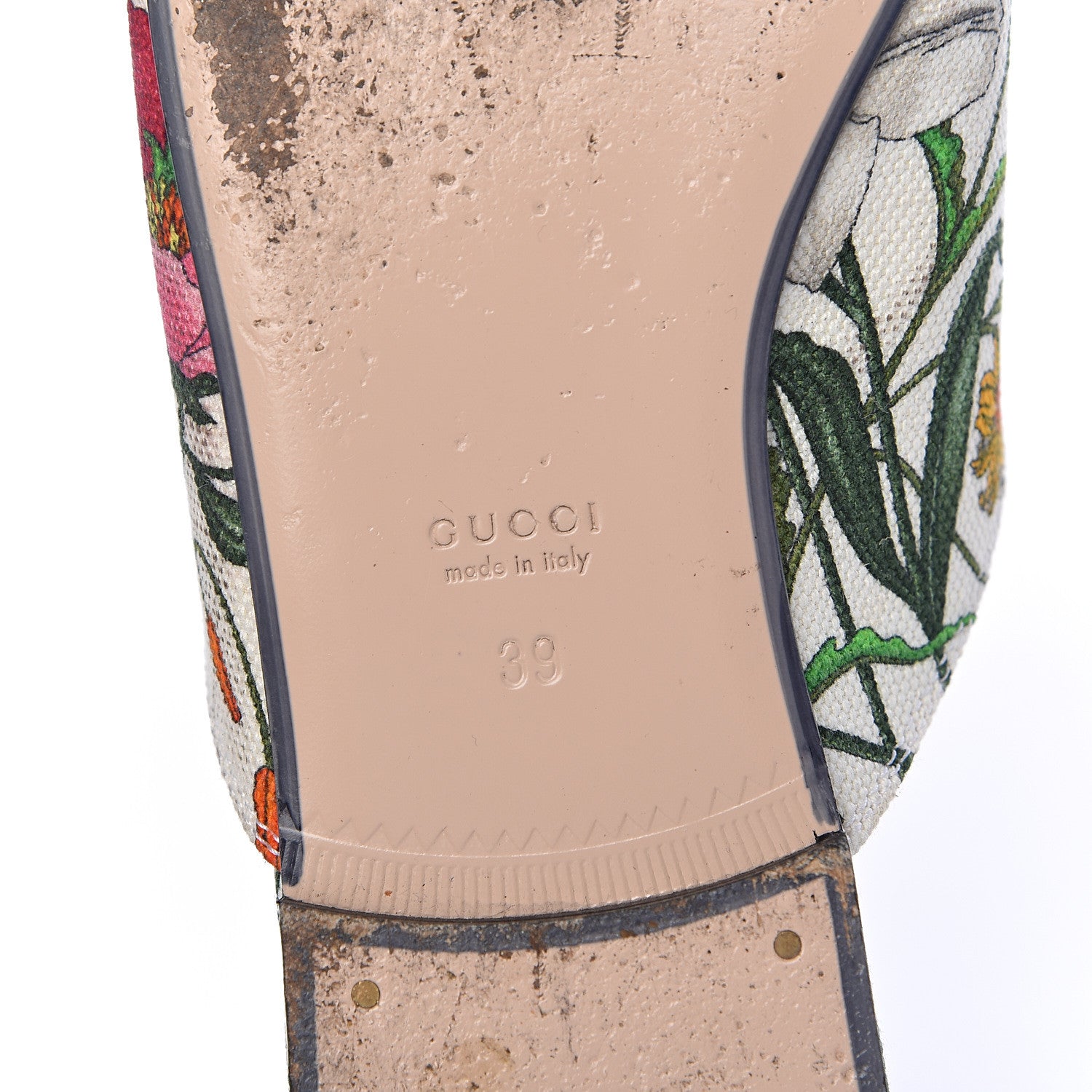 Gucci Canvas Flora Womens Princetown Slippers 39 White Multicolor 9 of 19