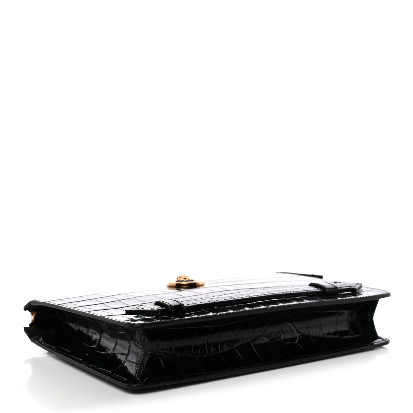 Calfskin Crocodile Embossed La Medusa Pouch Black
