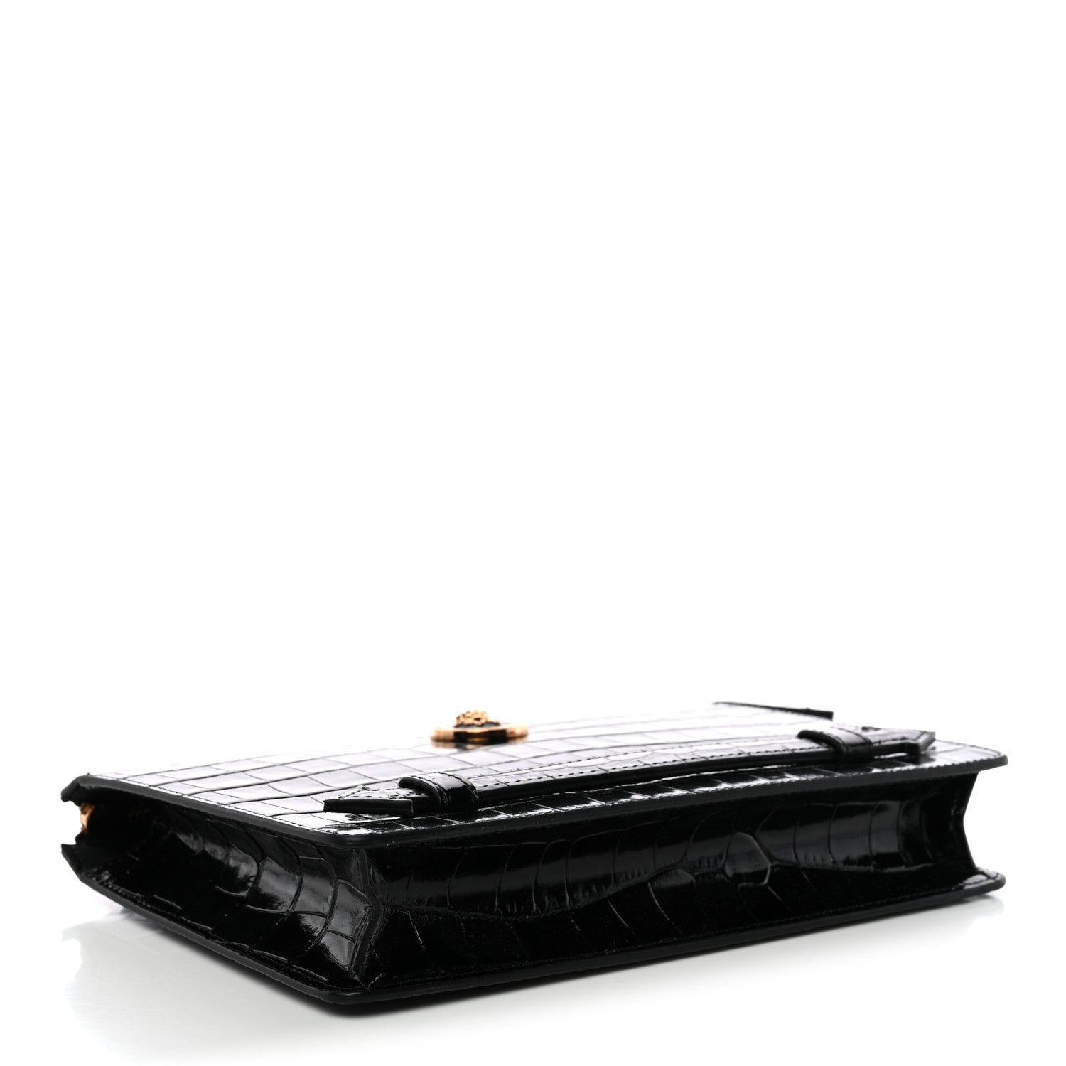 Versace Calfskin Crocodile Embossed La Medusa Pouch Black 4 of 7