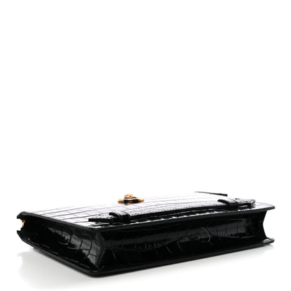 Versace Calfskin Crocodile Embossed La Medusa Pouch Black 4 of 7