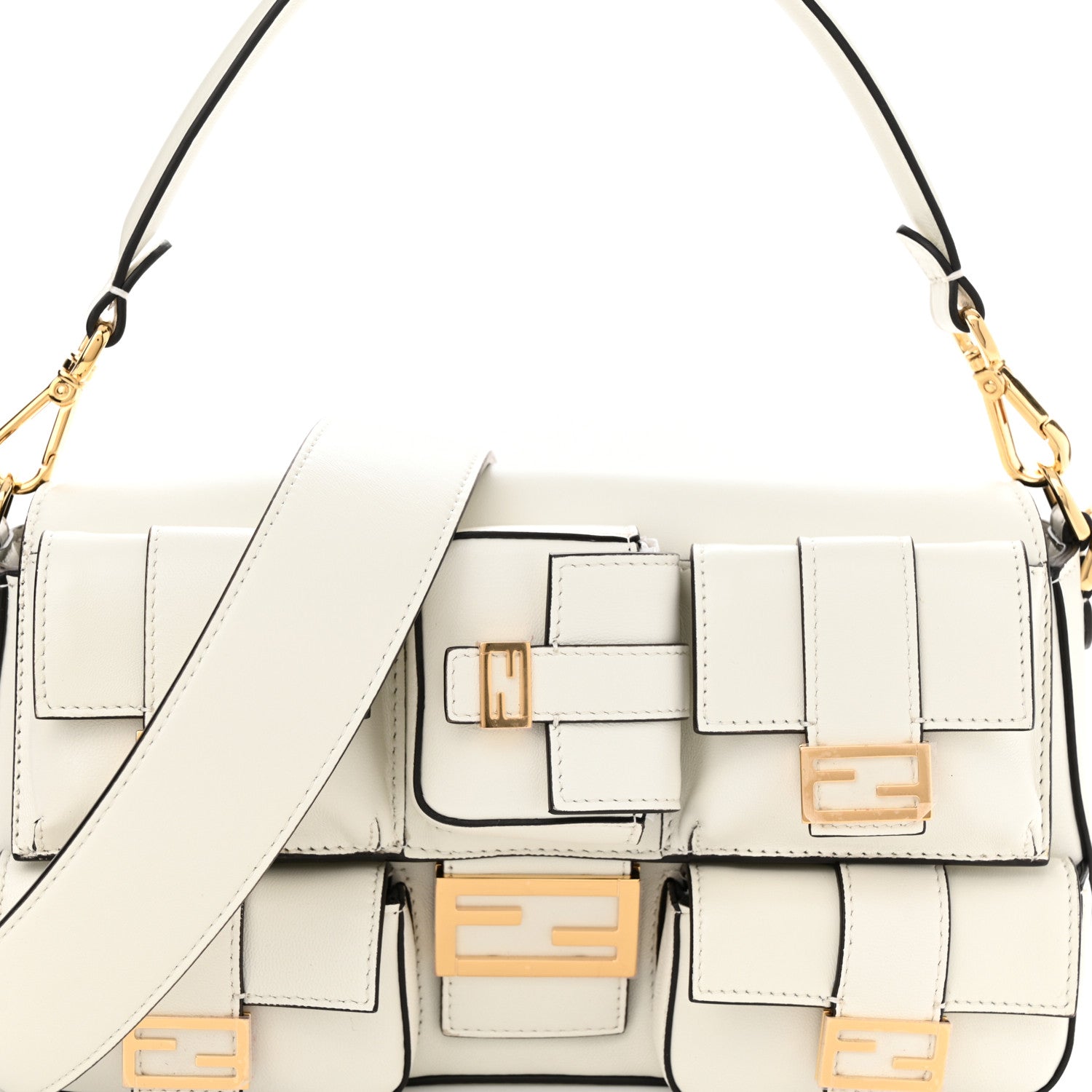 Fendi Shiny Nappa Multipocket Baguette White 7 of 10