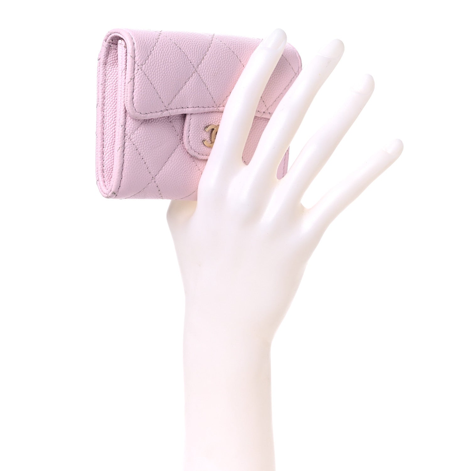 Chanel Caviar Quilted Flap Card Holder Wallet Light Pink 2 of 13