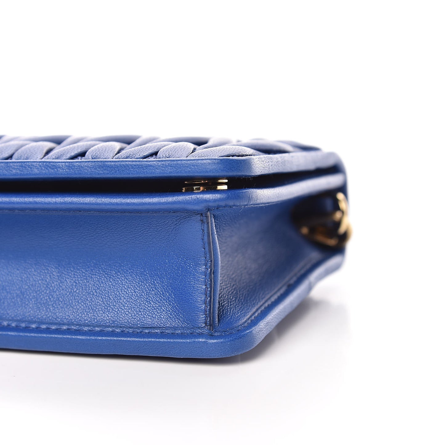 Nappa Matelasse Chain Crossbody Bag Azzurro