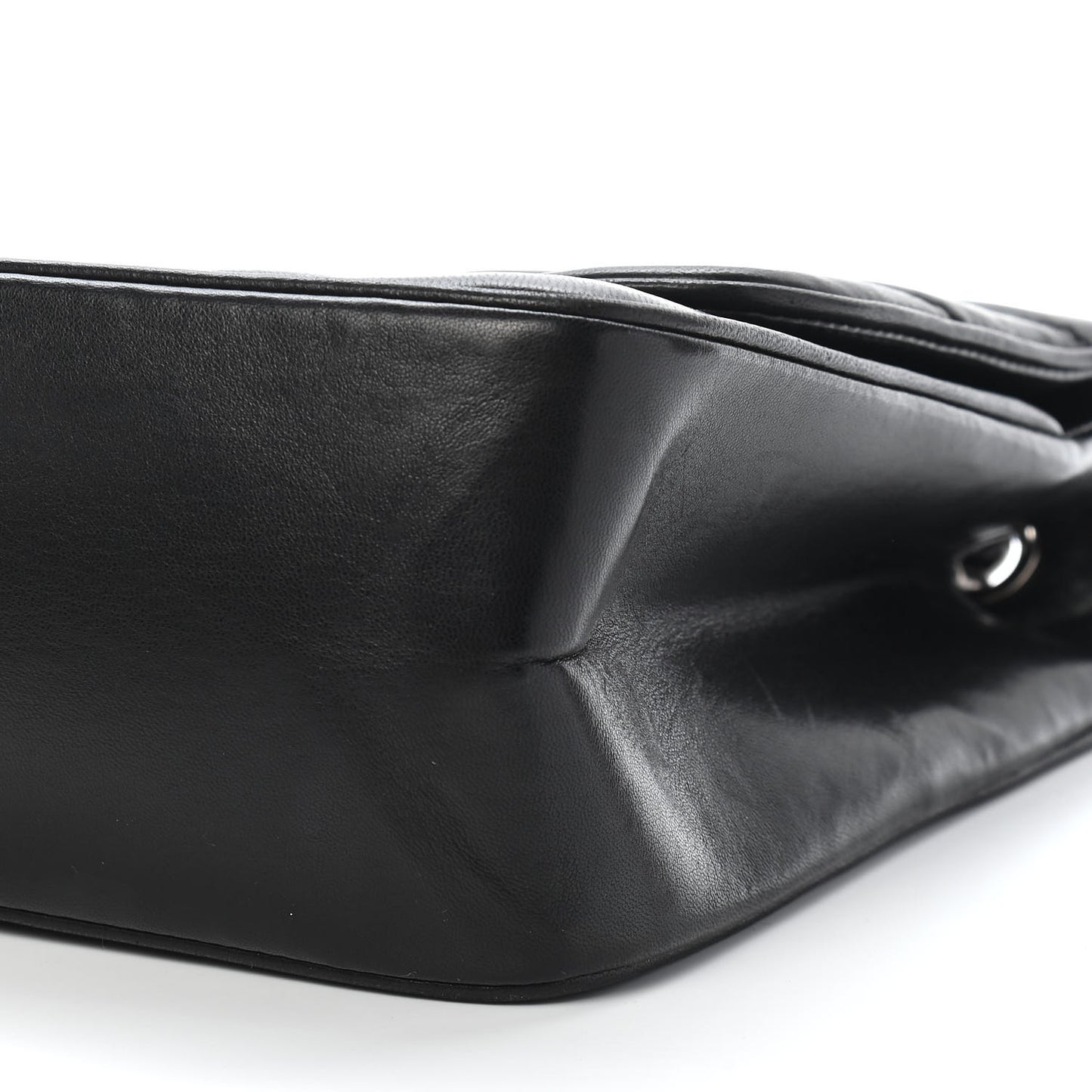 Lambskin Chevron Quilted Jumbo Leo Lion Flap Black