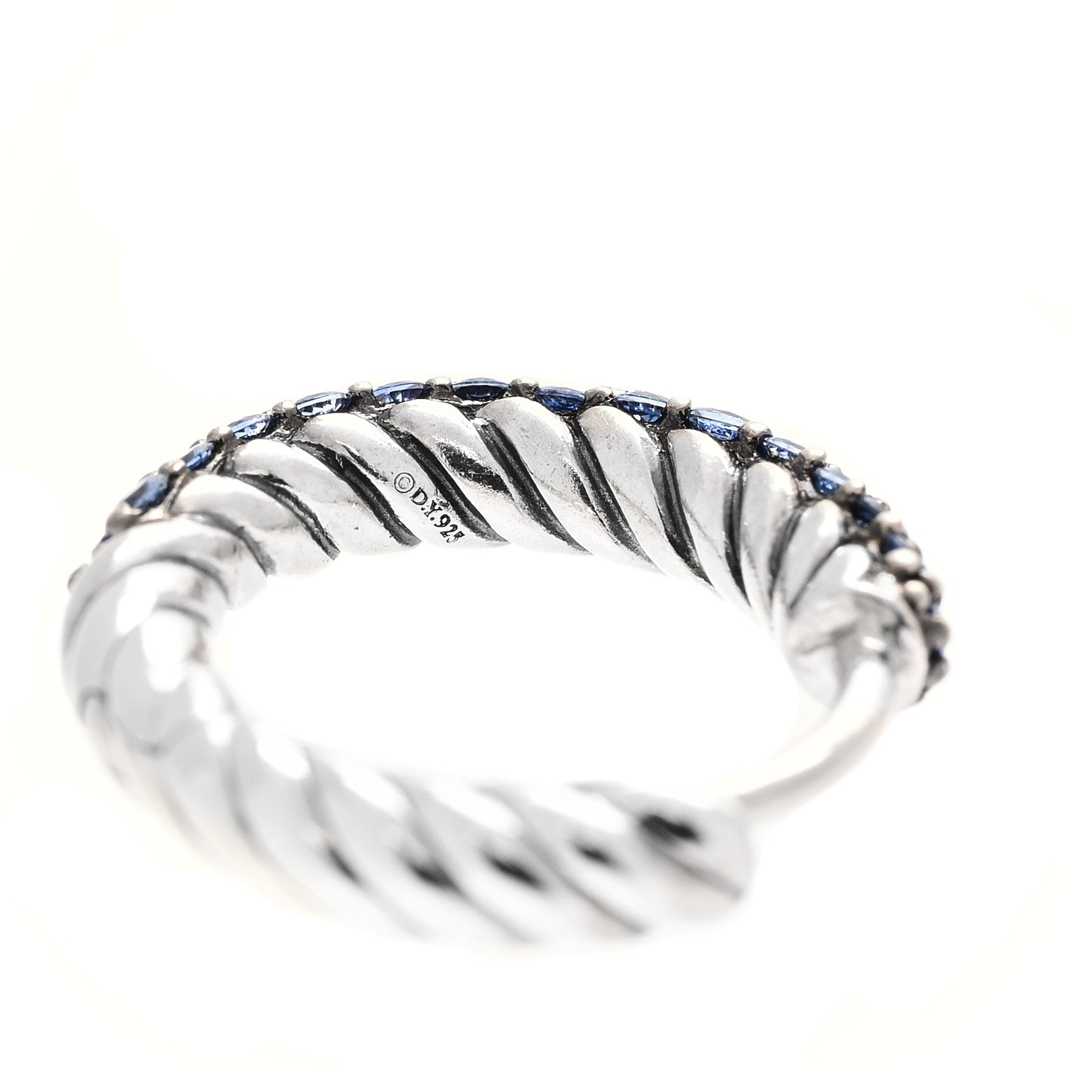 David Yurman Sterling Silver Blue Sapphire Petite Pave Huggie Hoop Earrings 4 of 4