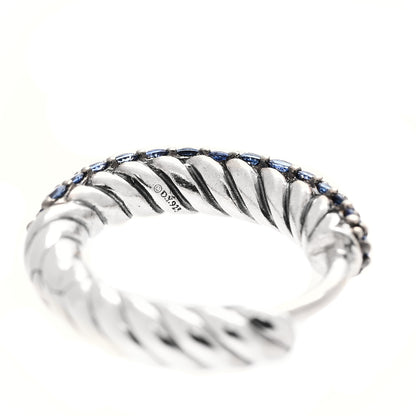 David Yurman Sterling Silver Blue Sapphire Petite Pave Huggie Hoop Earrings 4 of 4